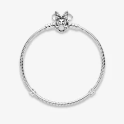 Pandora Bracelets<Bracelet Maille Serpent Fermoir Disney Moments Pavé Minnie Disney x