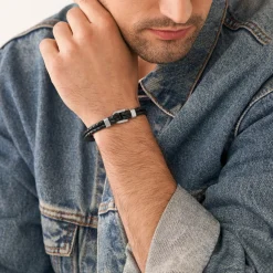 Fossil Bijoux Bracelet<Bracelet pour homme JF04202040 en cuir noir