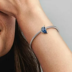 Pandora Charms<Charm Plume Recourbée Bleue -