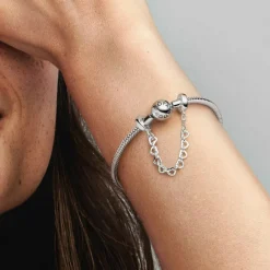 Pandora Charms<Charm Argenté Chaîne de Confort Frise de Cœurs