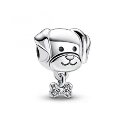 Pandora Charms<Charm Argenté Chien et Os