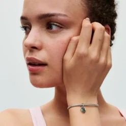 Pandora Charms<Charm argent sterling avec cristal vert et zircone femme Moments