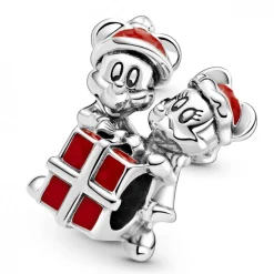 Pandora Charms<Charm Cadeau de Mickey & Minnie Disney x - Argent
