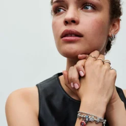 Pandora Charms<Charm Captain America en argent sterling zircons transparents et rouges, émail rouge et bleu Marvel x