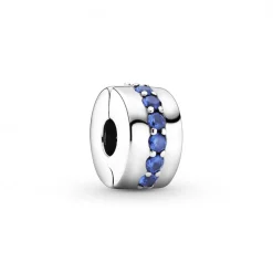Pandora Charms<Charm Clip Éclat Bleu Colours - Argent