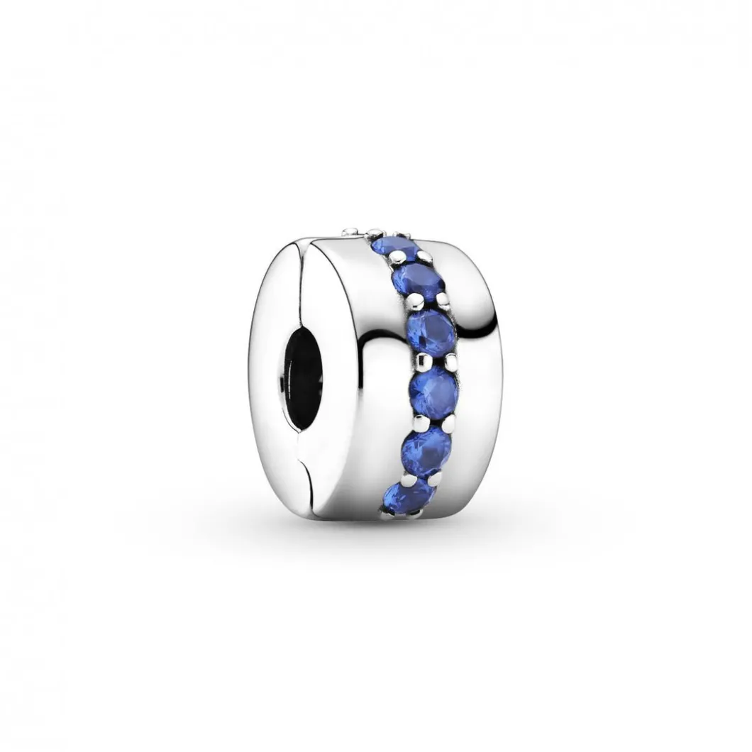 Pandora Charms<Charm Clip Éclat Bleu Colours - Argent