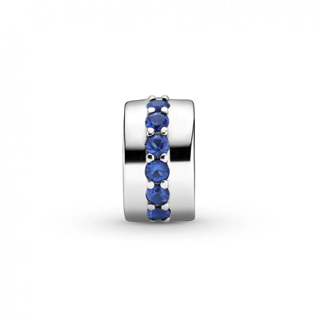 Pandora Charms<Charm Clip Éclat Bleu Colours - Argent
