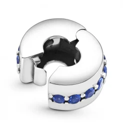 Pandora Charms<Charm Clip Éclat Bleu Colours - Argent