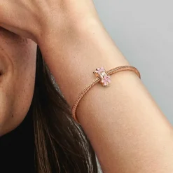 Pandora Charms<Charm Clip Espaceur Marguerite Rose Garden - Métal Doré à l'or Rose fin 585/1000