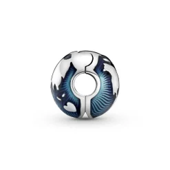 Pandora Charms<Charm Clip Globe Bleu Places - Argent