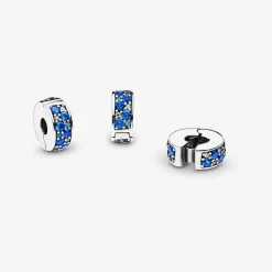Pandora Charms<Charm Clip Pavé Bleu Moments