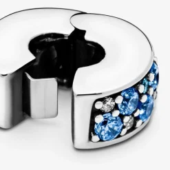Pandora Charms<Charm Clip Pavé Bleu Moments