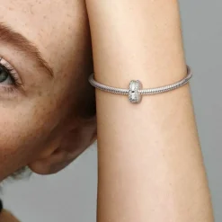 Pandora Charms<Charm Clip Pavé Double Rang Moments