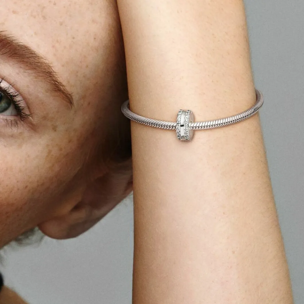 Pandora Charms<Charm Clip Pavé Double Rang Moments