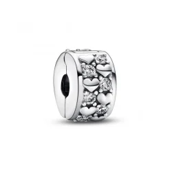 Pandora Charms<Charm Clip Pendant Argenté Cœurs de l'Infini Scintillants