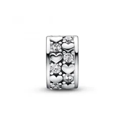 Pandora Charms<Charm Clip Pendant Argenté Cœurs de l'Infini Scintillants