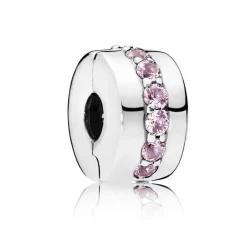 Pandora Charms<Charm Clip Rangée Scintillante Rose Moments