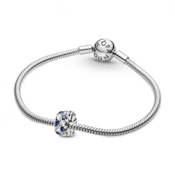 Pandora Charms<Charm Clip Scintillant Incolore & Bleu Timeless - Argent
