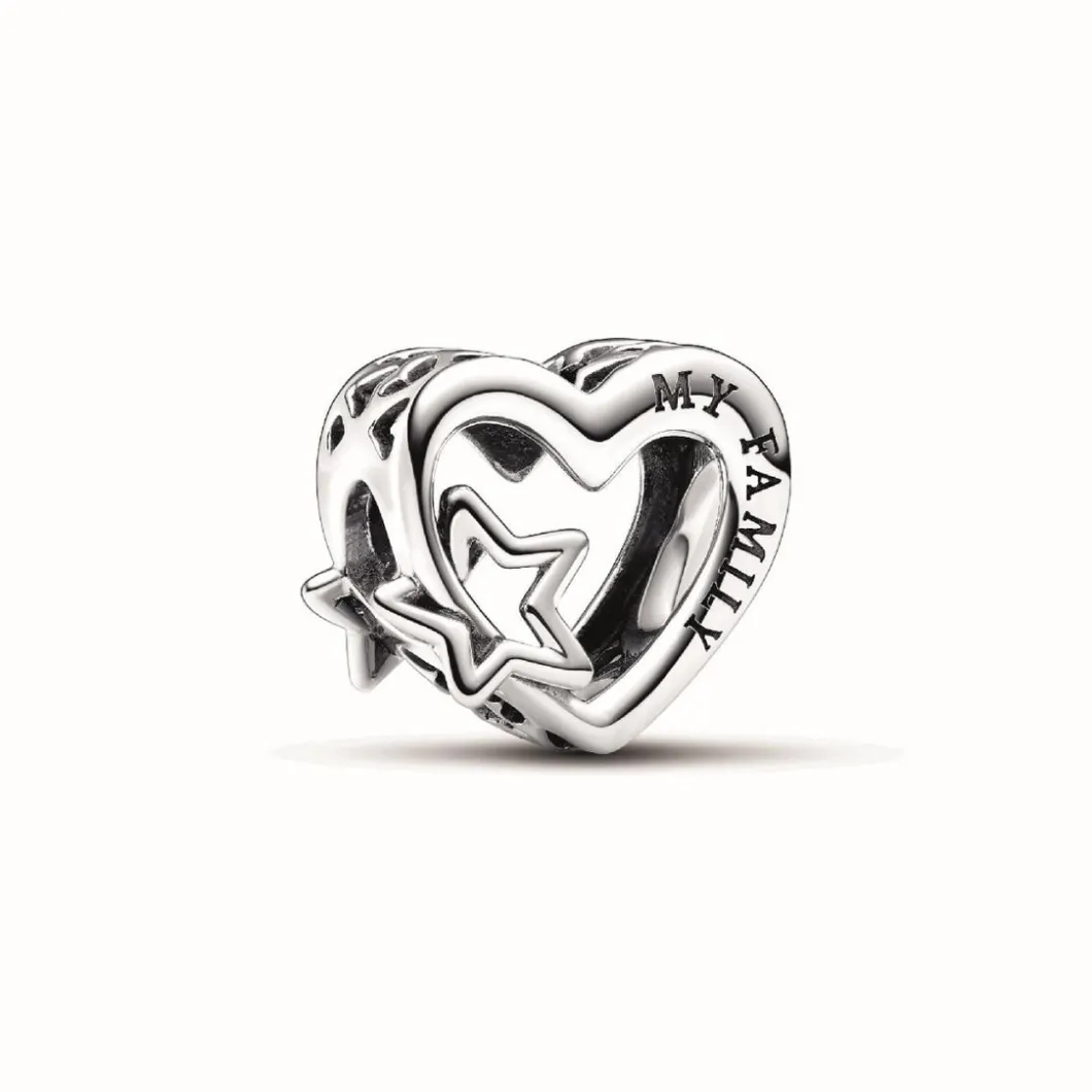 Pandora Charms<Charm Cœur Ajouré Famille avec Étoile - Moments