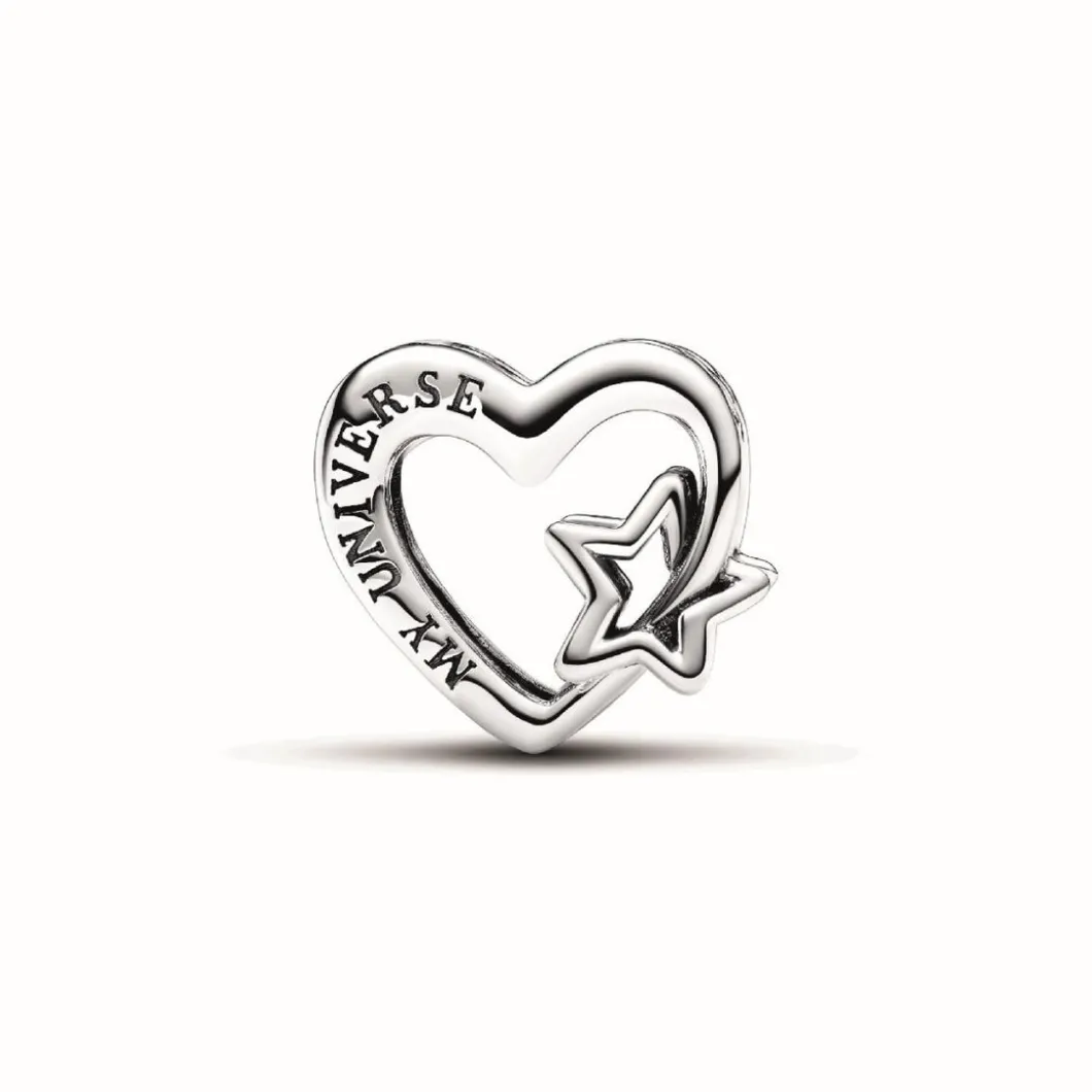 Pandora Charms<Charm Cœur Ajouré Famille avec Étoile - Moments