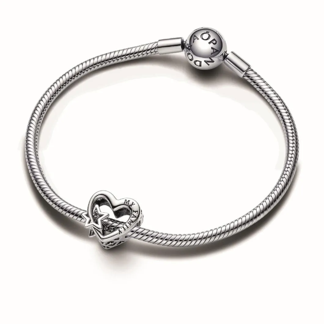 Pandora Charms<Charm Cœur Ajouré Famille avec Étoile - Moments