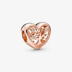 Pandora Charms<Charm Cœur Arbre de Vie Ajouré Fête des mères - Métal Doré à l'or Rose fin 585/1000