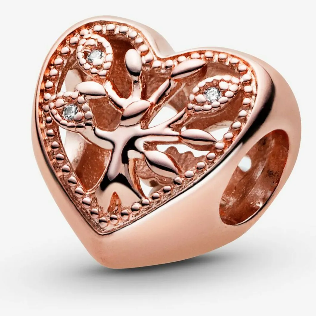 Pandora Charms<Charm Cœur Arbre de Vie Ajouré Fête des mères - Métal Doré à l'or Rose fin 585/1000