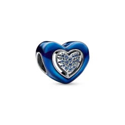 Pandora Charms<Charm Cœur Rotatif Bleu