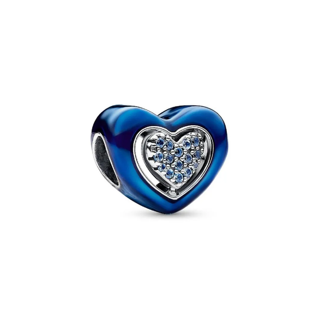 Pandora Charms<Charm Cœur Rotatif Bleu