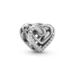 Pandora Charms<Charm Cœurs Entrelacés Scintillant Bijoux - Argent