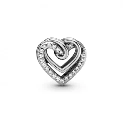 Pandora Charms<Charm Cœurs Entrelacés Scintillant Bijoux - Argent