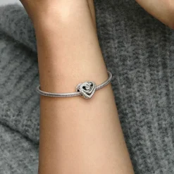 Pandora Charms<Charm Cœurs Entrelacés Scintillant Bijoux - Argent