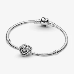 Pandora Charms<Charm Cœurs Entrelacés Scintillant Bijoux - Argent