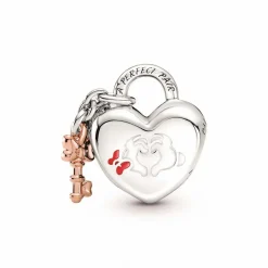 Pandora Charms<Charm Disney x Cadenas cœur Mickey & Minnie - Argent