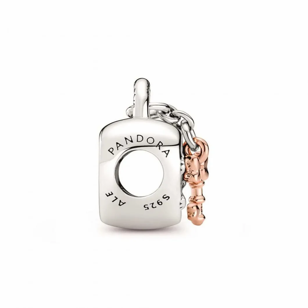 Pandora Charms<Charm Disney x Cadenas cœur Mickey & Minnie - Argent