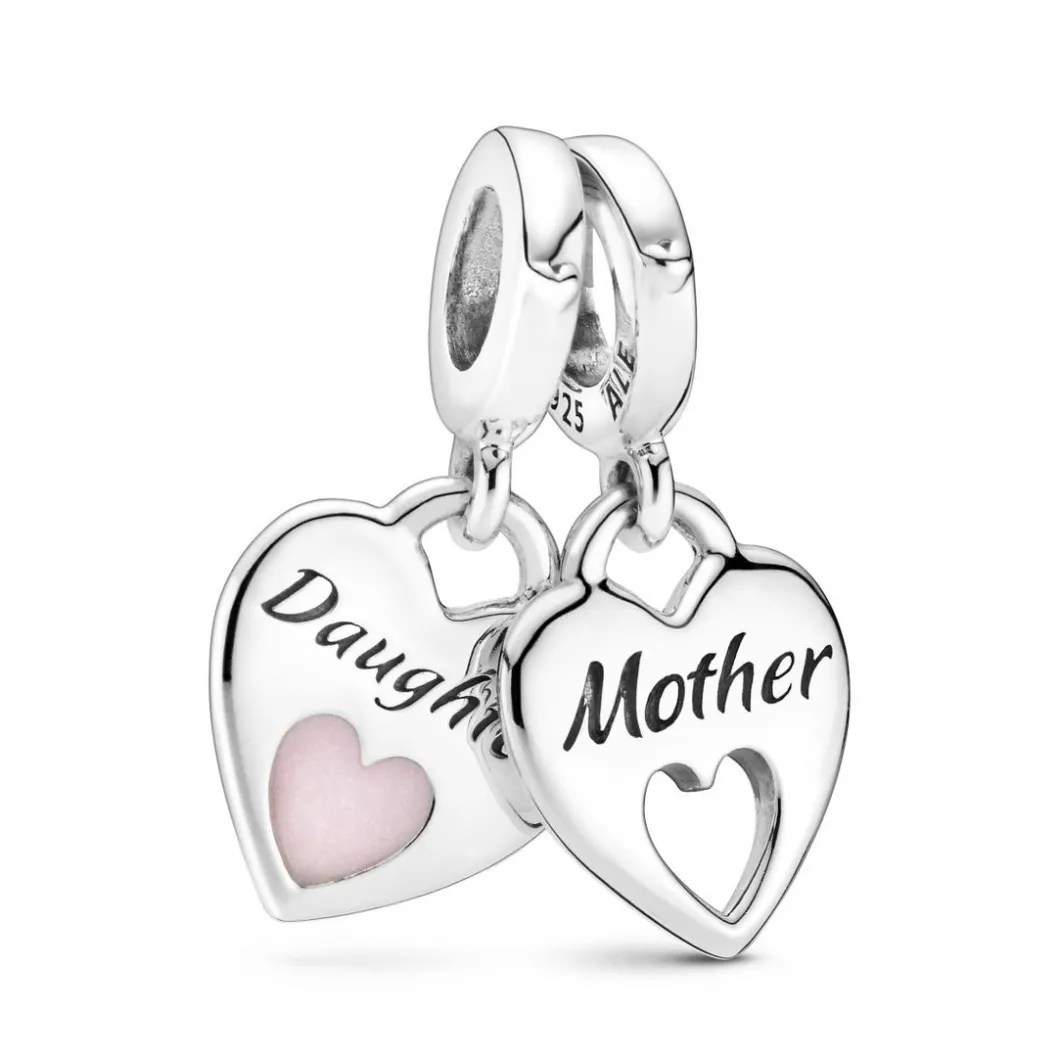Pandora Charms<Charm Double Pendant Cœur Séparable Mère & Fille - Argent