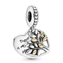 Pandora Charms<Charm Double Pendant Cœur Arbre de vie Bicolore People - Argent