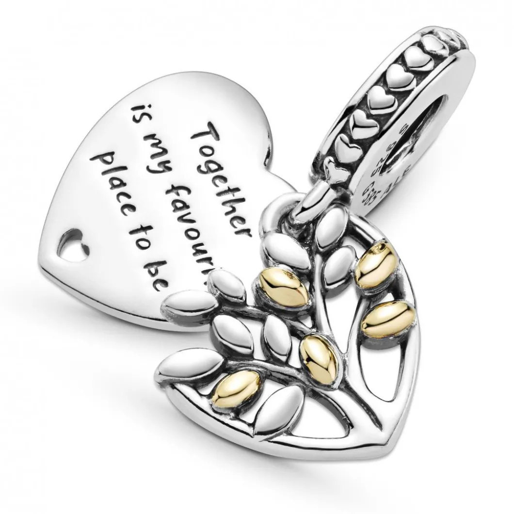 Pandora Charms<Charm Double Pendant Cœur Arbre de vie Bicolore People - Argent