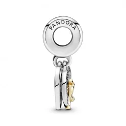 Pandora Charms<Charm Double Pendant Joyeux Anniversaire de Mariage Bicolore People - Argent & Métal Doré à l'or fin 585/1000