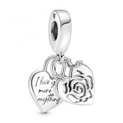 Pandora Charms<Charm double pendant Moments Cadenas & cœur - Argent