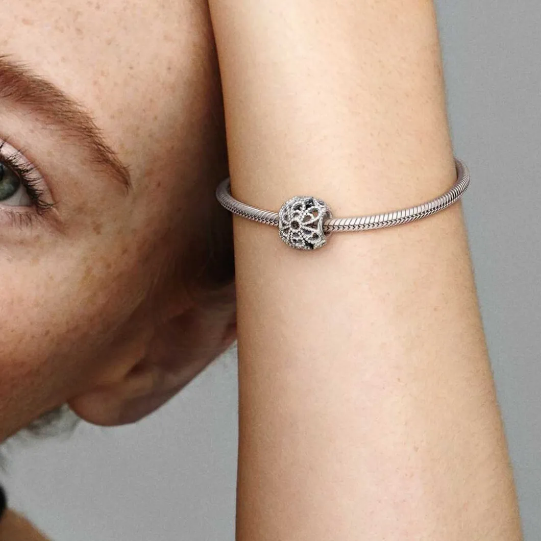 Pandora Charms<Charm Fleur Ajouré Perlé Moments