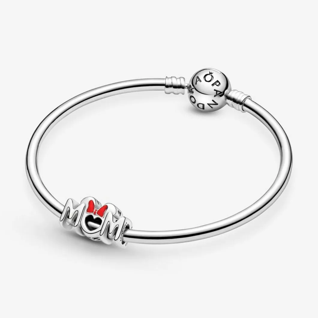 Pandora Charms<Charm Minnie Nœud & Mum Disney x - Argent