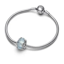 Pandora Charms<Charm Murano Flocon de Neige Bleu Hivernal Moments