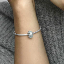 Pandora Charms<Charm Murano Flocon de Neige Bleu Hivernal Moments