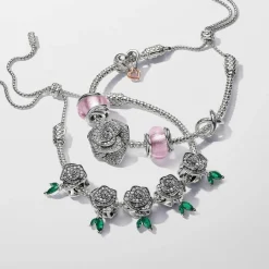 Pandora Charms<Charm Murano Rose et Cercles