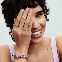 Pandora Charms<Charm Murano Rose et Cercles