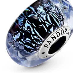 Pandora Charms<Charm Océan Verre de Murano Bleu Foncé Ondulé Colours - Argent