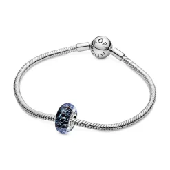 Pandora Charms<Charm Océan Verre de Murano Bleu Foncé Ondulé Colours - Argent