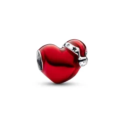 Pandora Charms<Charm Moments - Cœur de Noël Métallisé
