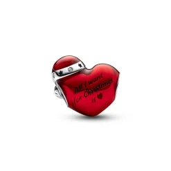 Pandora Charms<Charm Moments - Cœur de Noël Métallisé